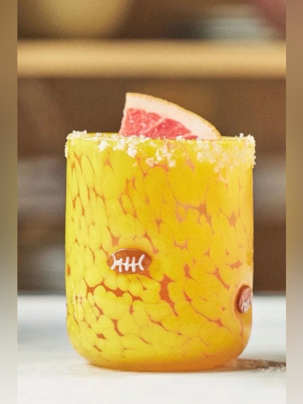 Anthropologie Icon Juice Glass, Sports Edition YELLOW NIB